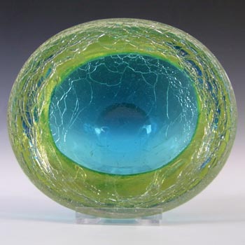 (image for) Murano Geode Blue & Uranium Green Sommerso Crackle Glass Bowl