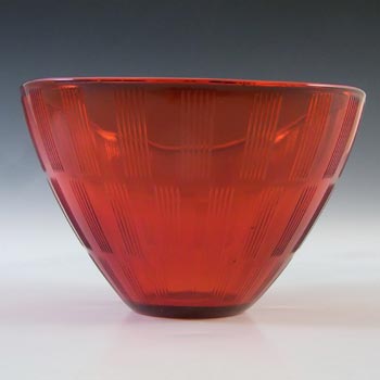 Gullaskruf Vintage Red Glass 'Randi' Bowl by Lennart Andersson