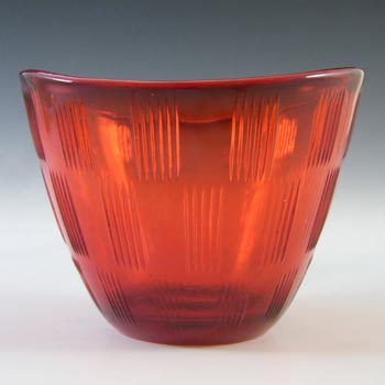 Gullaskruf Retro Red Glass 'Randi' Bowl by Lennart Andersson