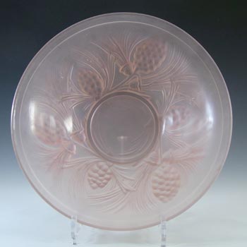 (image for) Jobling #5000 Vintage Art Deco Frosted Pink Glass Fircone Bowl