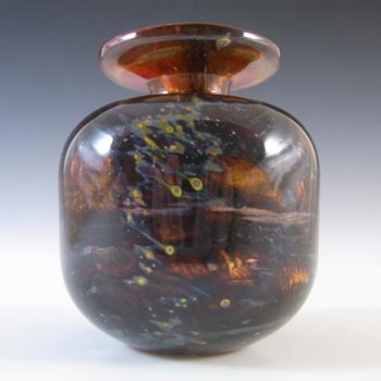 Mdina 'Tortoiseshell' Maltese Brown Glass Vase - Signed