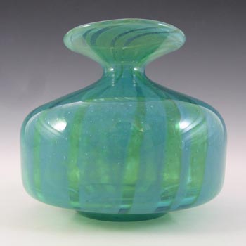 Mdina 'Ming' Maltese Blue & Green Glass Vase - Signed