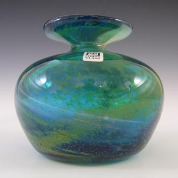 Mdina 'Blue Summer' Maltese Glass Squat Vase - Signed