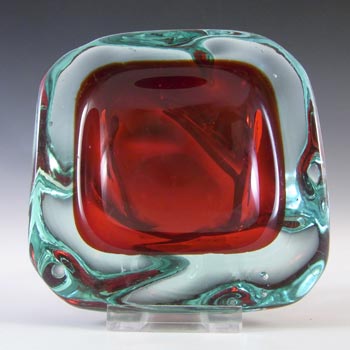 (image for) Murano/Venetian Vintage Red & Blue Cased Glass Bowl
