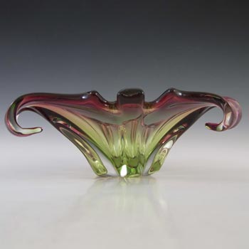 (image for) Cristallo Venezia CCC Murano Green & Pink Cased Glass Bowl