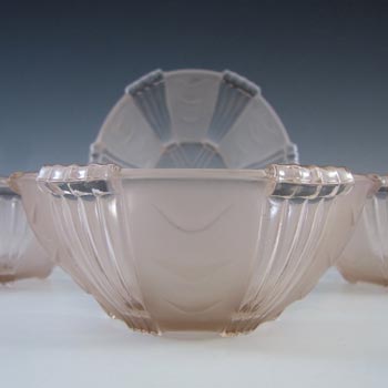 (image for) Stölzle Set of 4 Czech Art Deco Pink Glass Bowls #19677