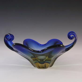 (image for) Cristallo Venezia CCC Murano Blue & Amber Sommerso Glass Bowl