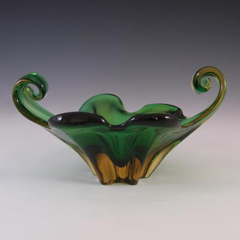 (image for) Cristallo Venezia CCC Murano Green & Amber Sommerso Glass Bowl