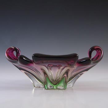 (image for) Cristallo Venezia CCC Murano Pink & Green Sommerso Glass Bowl
