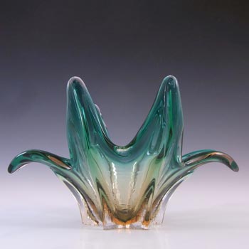 (image for) Cristallo Venezia CCC Murano Turquoise & Amber Sommerso Glass Bowl