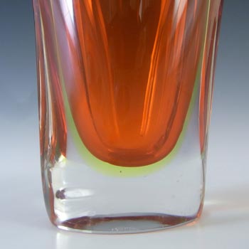Murano Vintage Red & Uranium Yellow Sommerso Glass Vase - £52.25
