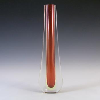 (image for) Galliano Ferro Murano Sommerso Red & Uranium Glass Stem Vase