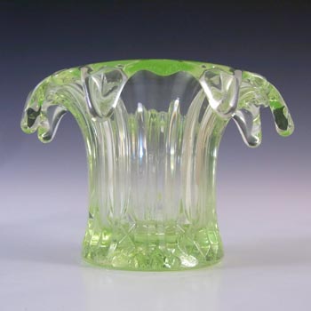 (image for) Sowerby Art Deco 1930's Uranium Green Glass 'Iris' Bowl