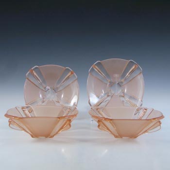 (image for) Stölzle Set of 4 x Czech Art Deco Pink Glass Bowls #19251