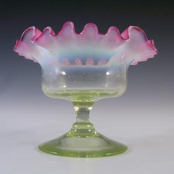 (image for) Victorian Vaseline / Uranium Opalescent Pink & Green Glass Bowl
