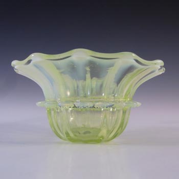 (image for) Victorian Antique Vaseline/Uranium Opalescent Yellow Glass Bowl