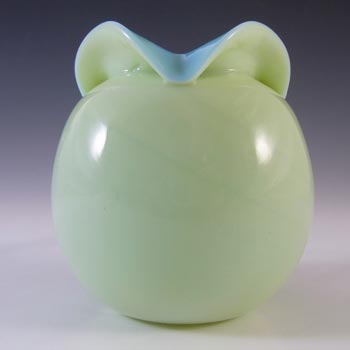 (image for) Victorian Uranium Custard Glass Blue Rose Bowl / Posy Vase