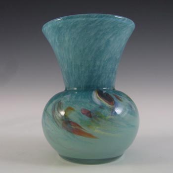 (image for) Vasart or Strathearn Turquoise Mottled Glass Vase V029