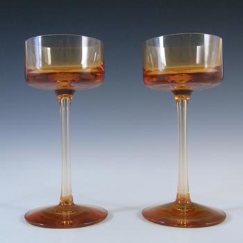 (image for) Wedgwood Pair of "Brancaster" Topaz Glass 5.5" Candlesticks RSW15/1