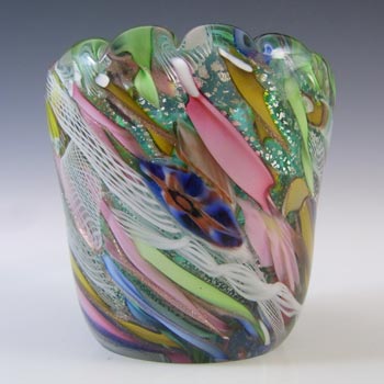 (image for) AVEM Murano Zanfirico, Silver Leaf + Aventurine Green Glass Vase
