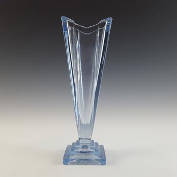 (image for) Bagley #1333 Art Deco 9.5" Vintage Blue Glass 'Wyndham' Vase