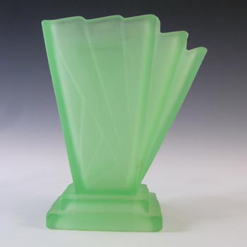 (image for) Bagley #334 Art Deco Uranium Green Glass 'Grantham' Side Vase