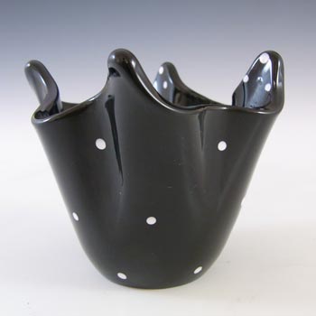 Bagley Art Deco Polkadot Black Glass 'Handkerchief' Posy Vase