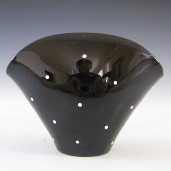(image for) Bagley 1930's Art Deco Polkadot Black Glass 'Fantail' Posy Vase