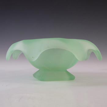(image for) Bagley #3061 Art Deco Frosted Green Glass 'Equinox' Posy Bowl