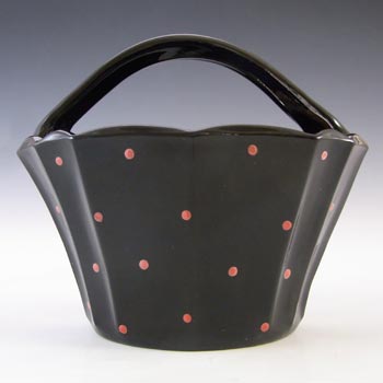 (image for) Bagley Art Deco Polkadot Black Glass 'Pattern 3193' Wall Vase