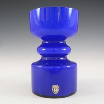 (image for) Lindshammar / JC Vintage Swedish Blue Hooped Glass Vase