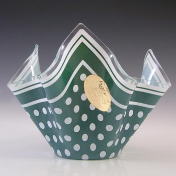(image for) Chance Brothers Green Glass 'Polka-dot' Vintage Handkerchief Vase