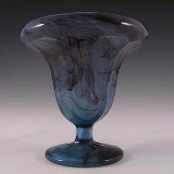 (image for) Davidson Vintage Art Deco Blue Cloud Glass Vase #294