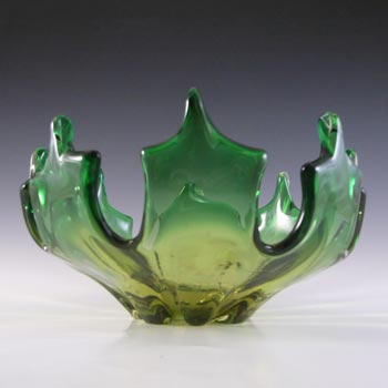 (image for) Cristallo Venezia Murano Green & Amber Sommerso Glass Vintage Bowl