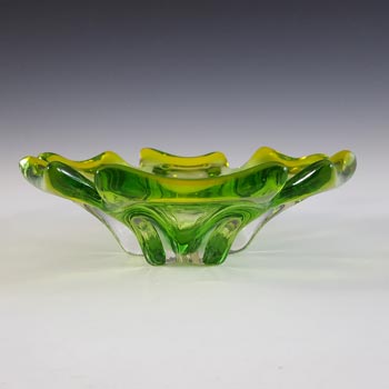 (image for) Cristallo Venezia Murano Green & Yellow Sommerso Glass Vintage Bowl