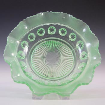 (image for) Davidson #269 Art Deco Green Glass 'Blackberry Prunt' Bowl