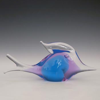 (image for) SIGNED FM Konstglas Neodymium Lilac & Blue Glass Fish B852
