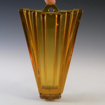 (image for) Bagley #334 Art Deco Vintage Amber Glass 'Grantham' Wall Vase