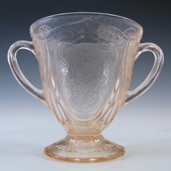(image for) Hazel Atlas Royal Lace Pink Depression Glass 1930's Sugar Bowl