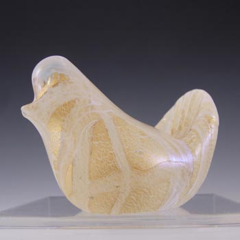 (image for) Isle of Wight Studio Golden Peacock White Glass Bird