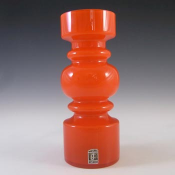 (image for) Lindshammar / JC Vintage Swedish Orange Hooped Glass Vase