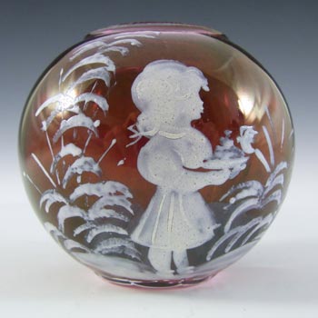 (image for) Mary Gregory Victorian Hand Enamelled Red Glass Miniature Vase