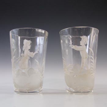 (image for) Mary Gregory Victorian Hand Painted / Enamelled Glass Tumblers