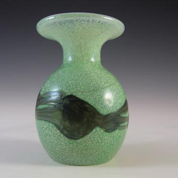 Mdina Grey + Green Maltese Glass Vase - Signed & Labelled