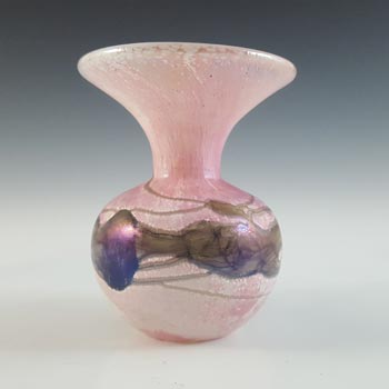 Mdina Grey + Pink Maltese Vintage Glass Vase - Signed