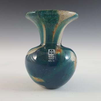 (image for) Mdina 'Tiger' Maltese Blue & Brown Glass Vase - Signed