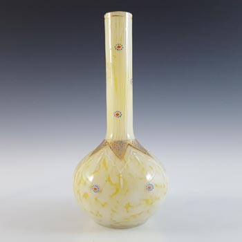 (image for) Welz Bohemian Lemon Yellow & White Spatter Glass Vase