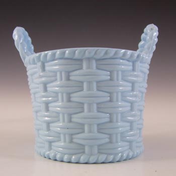 (image for) MARKED Sowerby Victorian Blue Milk Glass Basket Bowl #1102