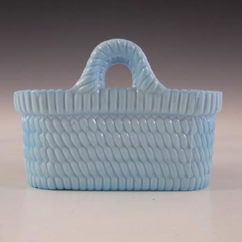 (image for) MARKED Sowerby Victorian Blue Milk Glass Basket Bowl #1192.5