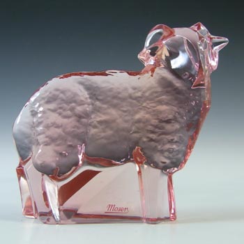 (image for) Moser Czech Pink Glass Lamb by Jaroslav Stursa - Marked
